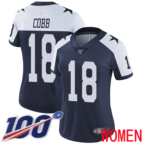 Women Dallas Cowboys Limited Navy Blue Randall Cobb Alternate #18 100th Season Vapor Untouchable Throwback NFL Jersey->women nfl jersey->Women Jersey